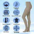 thumbnail image 4 of EMEM Apparel Girls' Kids Children's Junior's Flat Knit Cotton Sweater Winter School Uniform Opaque Footed Tights Hosiery Stockings Sand 10-12, 4 of 5