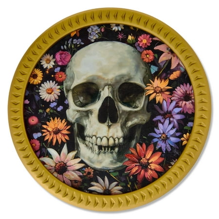 Skull & Flowers Framed Tabletop Decor, Multicolor, 9.5", Halloween by Way To Celebrate
