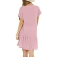 thumbnail image 4 of Mohiass Tshirt Dress Women Summer Short Sleeve Casual Dresses Drop Waist Ruffle Hem Babydoll Dress Cute Crewneck Mini Dresses Light pink S, 4 of 5