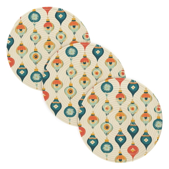 BZSMCE Mats for Pots,Pans Place Retro Christmas Pattern Simple Style Pattern Pot Mats