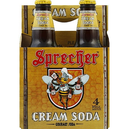 Sprecher Gourmet Cream Soda, 16 oz, 4 count, 64 Fl oz, (Pack of