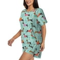 thumbnail image 2 of "Wukai Christmas Dachshund Women's Pajama Set - Short-Sleeve Top and Shorts with Elastic Waistband and Pockets for Loungewear, Yoga, and Casual Wear-X-Large, 2 of 8