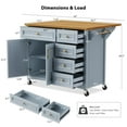 thumbnail image 4 of AENKYO 52'' Kitchen Island with Drop Leaf, Embossed Texture Kitchen Cart on Wheels with Spice Rack, Towel Rack, 2 Doors and 5 Drawers,Adjustable Shelf for Kitchen,Blue Grey, 4 of 11