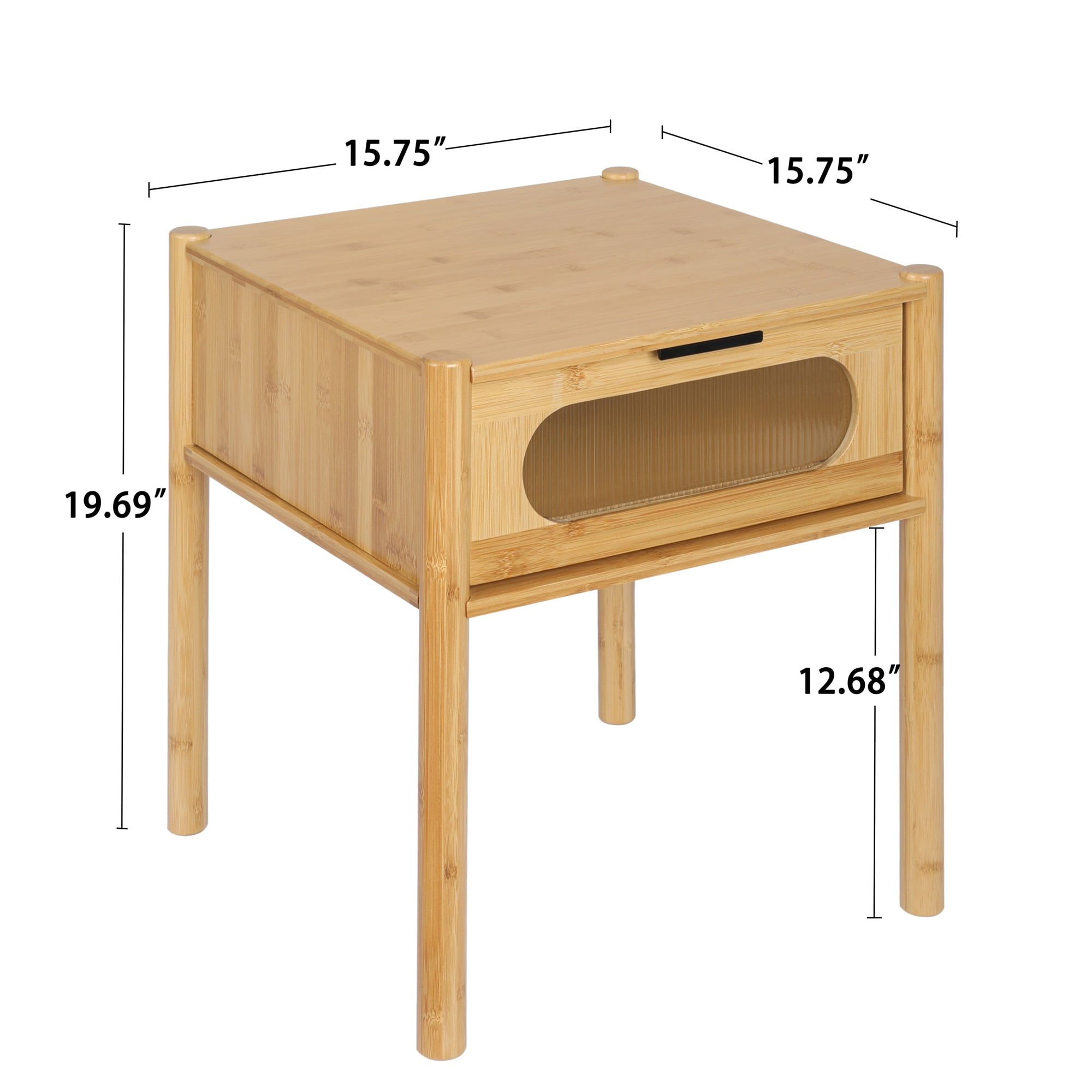 Resenkos Natural Bamboo Accent End Table for Bedroom with Drawer Resenkos Natural Bamboo Accent End Table for Bedroom with Drawer