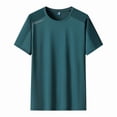 thumbnail image 5 of DPTALR Men's Casual Fashion Color Blocked Round Neck Short Sleeve Running Sports T-shirt,Green, XXXL, 5 of 9