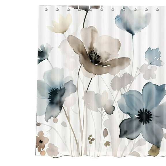 AUQ Shower Curtain,Polyester Floral Shower Curtain,Comes with Hooks Shower Curtain Liner