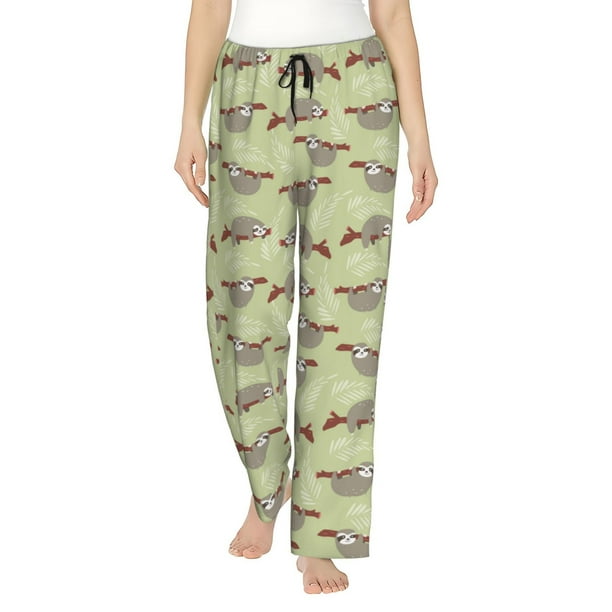 Balery Twig Sloth Pantalones de pijama para mujer, pijamas ultraligeros, pantalones de estar por casa-Large
