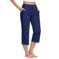 thumbnail image 2 of MLQIDK Crop Capri Pants for Women Crop Capri Pants Knee Length Elastic Waist Trendy Summer Plus Size Capris Dressy Casual Crop Capris with Pockets Navy 2XL, 2 of 5