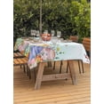thumbnail image 2 of Cute Easter Bunny Outdoor Tablecloth - 60x102 Inch Rectangle Dining Table Cover, Eucalyptus Leaves Colorful Eggs Teal Waterproof Outdoor Table Cloth with Umbrella Hole & Zipper for Picnic/Patio/Party, 2 of 7