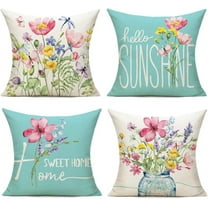 Spring Outdoor Throw Pillow Covers 20x20 Set of 2 Garden Flowers Farmhouse Patio Decorative Cushion Covers Home Decor Couch for Sofa Bedroom Livingroom, SkyBlue