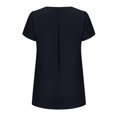 thumbnail image 3 of Women Chiffon Blouses Dressy Casual Summer V-Neck Short Sleeve Tops Business Tunics Ruffle Pleated Shirred Basic Shirts, 3 of 5