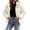 Beige, variant on Womens Hooded Puffer Jacket Short Quilted Zip Up Bubble Coat with Drawstring Hem Warm Loose Winter Fluffy Outerwear Daily Casual S-4XL