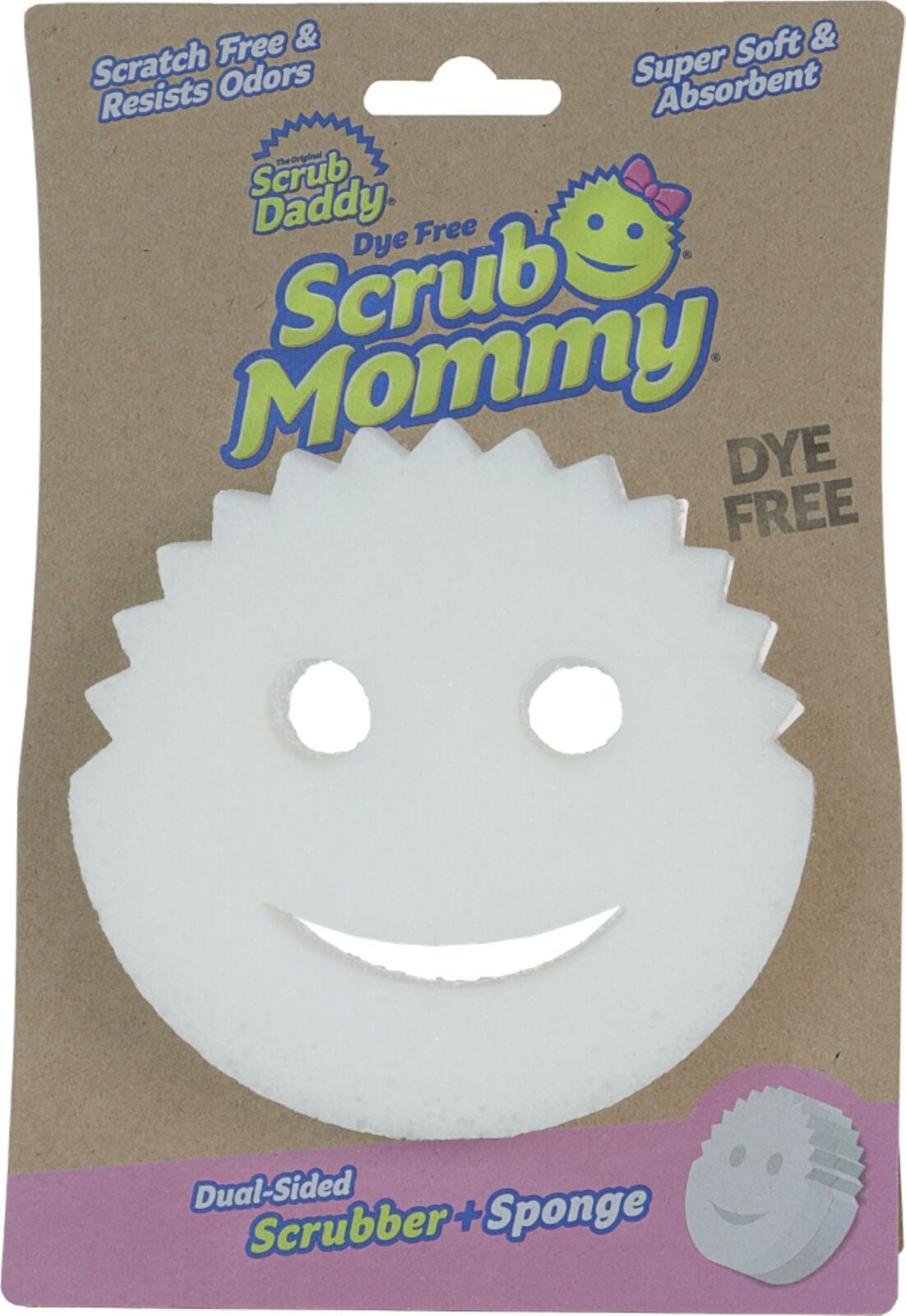 Scrub Daddy Dual-Sided Sponge and Scrubber- Scrub Mommy Dye Free, 1 Count