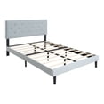 thumbnail image 5 of Harper & Bright Designs Queen Size Upholstered Platform Bed with Tufted Linen Headboard, Wood Bed Frame with Slat Support for Bedroom, Light Gray, 5 of 9
