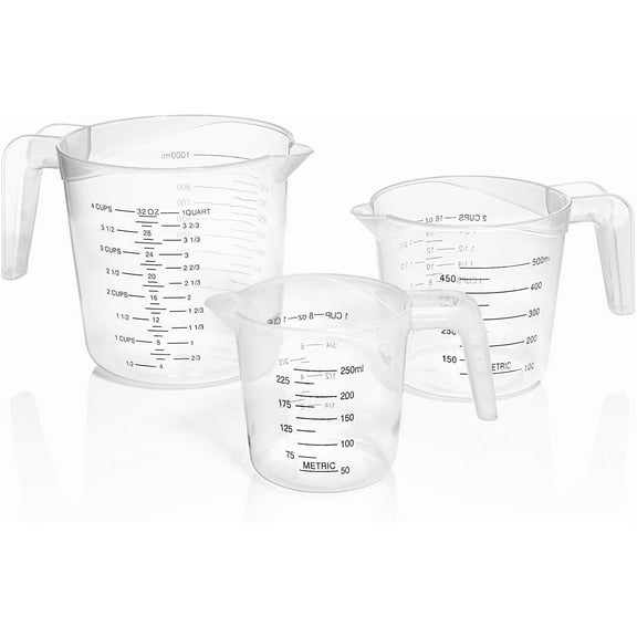 Terbold Plastic Measuring Cups, Set of 3 (8oz, 16oz, 32oz)