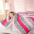 thumbnail image 5 of Homewish Modern Stripes Twin Bedding, Pink Gray Bedding Comforter Set, Pink Reversible, 7pcs, 5 of 7