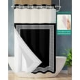 thumbnail image 2 of No Hook Shower Curtain with Snap in Liner, Chinese Style Pattern Black Background Hotel Shower Curtains for Bathroom, Washable Shower Curtain Liner Set with Mesh Top Window, 36"x72", 2 of 6