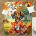 thumbnail image 4 of Hello Fall Dachshund Football Welcome Autumn with Leaves Pumpkins Cozy Sherpa Blanket Wiener Dog Lover Gifts Idea Warm Soft Throw Blanket - 00012, 4 of 5