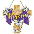 thumbnail image 2 of Easter He is Risen Christian Front Door Sign, Religious Cross Wood Door Hanger Outdoor Outside Porch Decor, Spring Lily Flower Butterfly Wooden Wreath Indoor Wall Hanging Decoration, 2 of 5