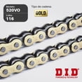 thumbnail image 2 of Cadena para moto 520 VO x 116 O-Ring D.I.D. dorada con negro, 2 of 7