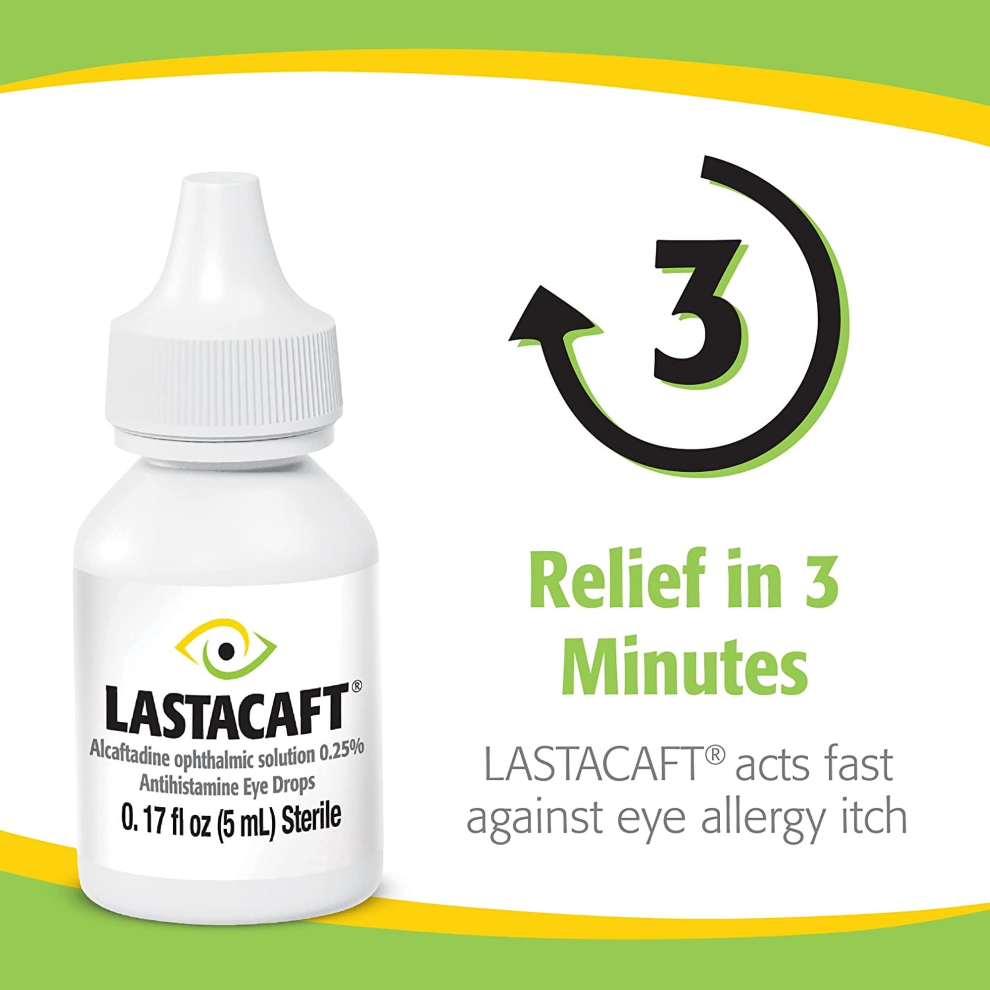 Lastacaft Once Daily Eye Allergy Itch Relief Drops, 2x5 ml, 120-Day Supply