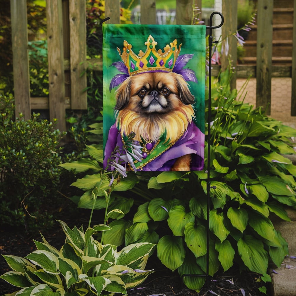 Pekingese King of Mardi Gras Garden Flag 11.25 in x 15.5 in