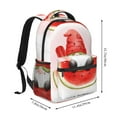 thumbnail image 2 of Xecao Watermelon Gnome Backpack, a stylish and functional choice for both men and women, is the perfect basic bookbag for college, work, or travel, 2 of 5