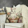 thumbnail image 2 of YINGXI  Happy Easter Hunny Bunny Throw Pillow Covers,Easter Eggs Rabbit Pink Cushion Case Decoration for Sofa Couch 18x18in, 2 of 5
