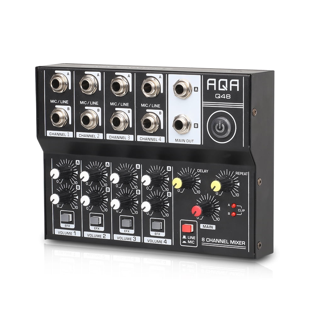 Carevas 8 Channel Multifunctional USB Audio Mixer Portable Sound Mixer  Professional Home-use Dual Microphone Inputs Sound Mixer