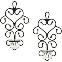 Hosley Set of 2 Traditional Iron Wall Sconces, 2-Light, Painted Finish 10.6 Inches High