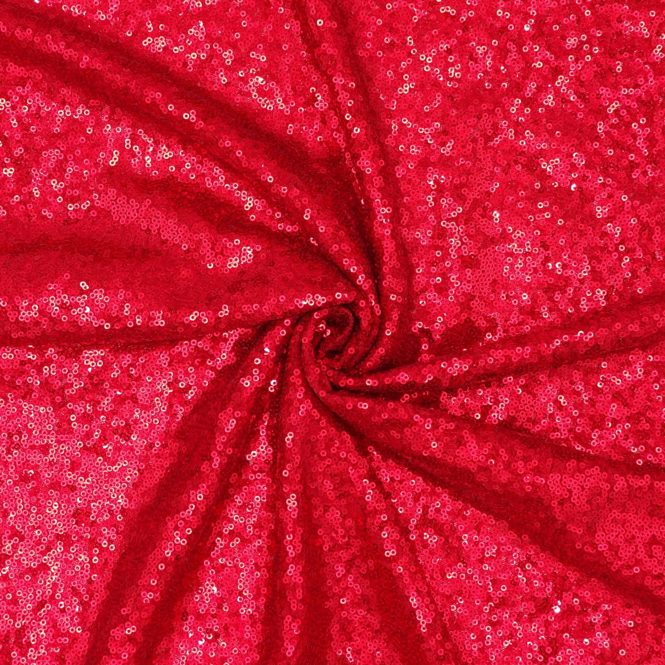 Hello Hobby 43” x 72” 100% Polyester Sequin 2 Yard Precut Fabric, Red, 43" Wide for Sewing & Crafting