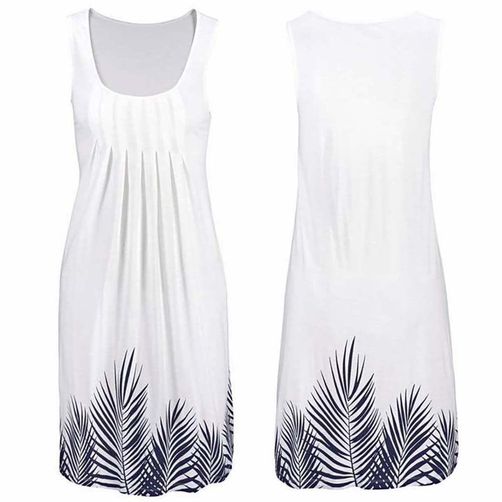 Jocestyle Jocestyle Women Print Spaghetti Strap Sleeveless Loose Round Neck Dress White 4xl Walmart Com Walmart Com