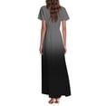 thumbnail image 4 of NAMTYQX Long Summer Dresses for Women 2025 Chiffon Short Sleeve V Neck Casual Dresses for Women 2025 Dark Gray Size XL, 4 of 5