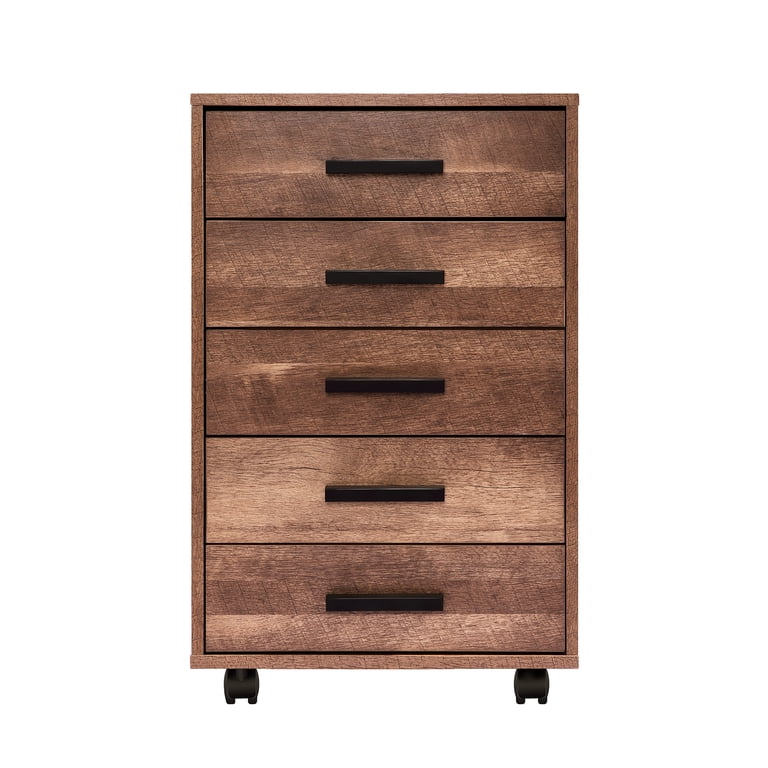 Parker Modern 5 Drawer Dresser Cabinet with Fashionable Handles, Swivel Casters, Small Wood Dresser for Bedroom with Industrial Design, Dressers & ... Parker Modern 5 Drawer Dresser Cabinet with Fashionable Handles, Swivel Casters, Small Wood Dresser for Bedroom with Industrial Design, Dressers & ...