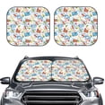 thumbnail image 2 of Naloa Summer Stamp Print 2-Piece Windshield Sunshade,Foldable Car Front Window Sun Shades,for Most Sedans SUV Truck-Large, 2 of 6