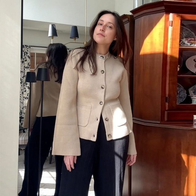Cárdigan de punto informal para mujer, suéter delgado de cuello redondo, abrigos de punto con bolsillo, prendas de punto de manga larga con botonadura única para mujer, 2024