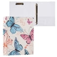 thumbnail image 3 of Butterflies Blue Pink 3 Ring Binders 1.5 inch Hardcover File Folders with Interior Pockets A4 Size Organizer for School Office Hospital Set of 2, 3 of 8
