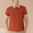 thumbnail image 2 of RYRJJ Men's Short Sleeve Polo Shirts Summer Casual Lightweight Color Block Collared T-Shirts Button Golf Tees Tops(Red,XL), 2 of 6