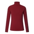thumbnail image 1 of Women`s Exquisite Classic Nature Lace Edge Solid Color Long Sleeve Polyester Splice Top(Wine,M), 1 of 6