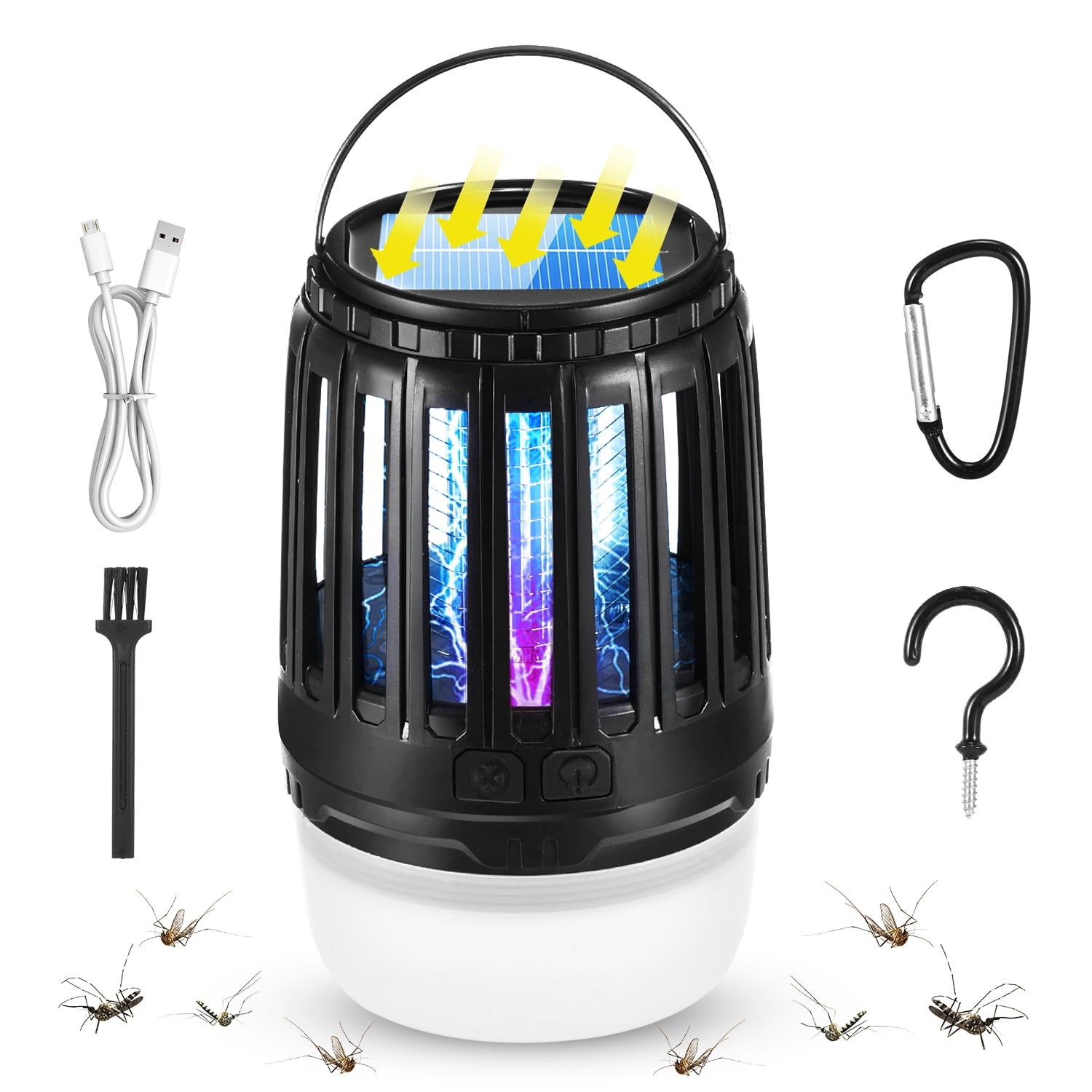 Zacro Solar Bug Zapper, Waterproof Mosquito Killer Lamp for Outdoor & Indoor,Electric Fly Trap Zapper Insect Killer for Camping, Patio, Home