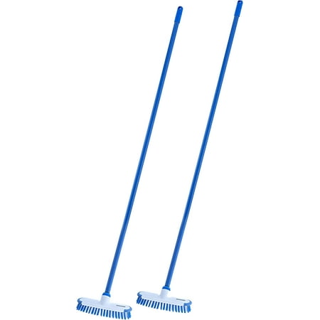 

Superio Deck Scrub Brush with Long Handle Heavy Duty Stiff Bristles with Scraper - Cleans Hot Tub Swimming Pool Granite Tiles Bathroom Patio Kitchen Wall and Deck (2 54 Inch Handle)