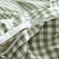 thumbnail image 5 of 2 Pieces Green Gingham Duvet Cover 100% Washed Cotton Plaid Checkered Twin Duvet Cover Set Modern Grid Bedding Set with Zipper Closure Corner Ties, 5 of 5