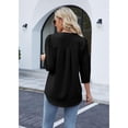 thumbnail image 2 of Eashery Chiffon Tops for Women Long Sleeve Silk Button Down Shirts V Neck Chiffon Blouses Colorblock Chiffon Shirts Long Sleeve Spring Top Womens Chiffon Blouses (Black,S), 2 of 5
