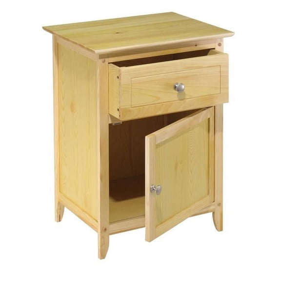 Night Stand with Cabinet and Drawer - Natural