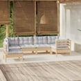 thumbnail image 1 of vidaXL 6 Piece Garden Lounge Set with Grey Cushions Pinewood, 1 of 1