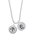 thumbnail image 1 of Delight Jewelry Silvertone Domed Black RDA Silvertone Script Initial Disc - Q - Charm Necklace, 20"+3", 1 of 4