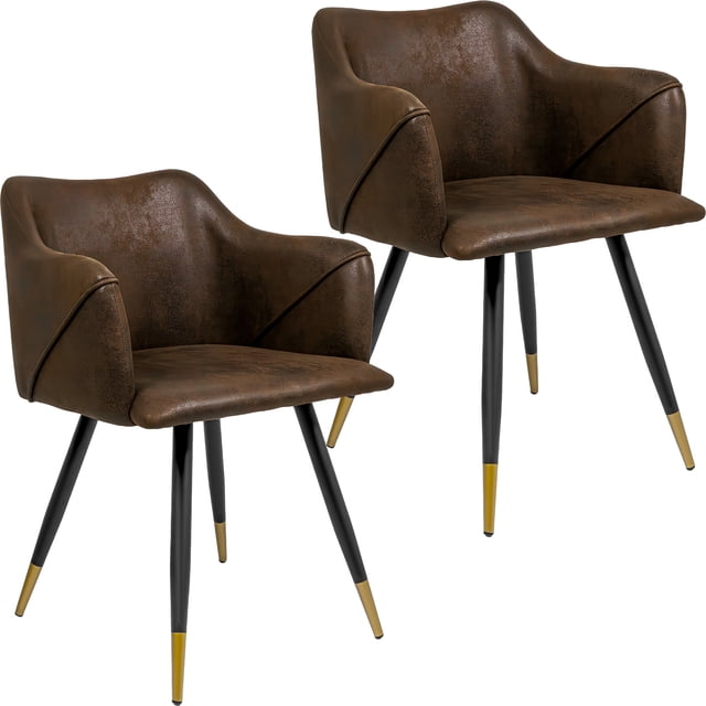 Set 2 Sillas Sillones Juego Comedor Cocina Suede Gamuza Cafe
