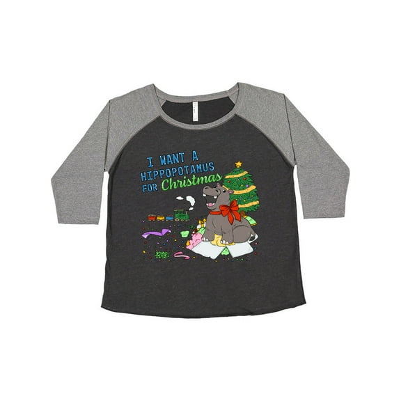 Inktastic I Want a Hippopotamus for Christmas Women's Plus Size T-Shirt
