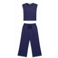 thumbnail image 6 of VBVC Women's 2 Piece Drawstring Tracksuit Set,Crew Neck Tank Top and Wide Leg Pants For Women, Ladies' Soft Lightweight Summer Loungewear with Pockets,Navy,S-5XL, 6 of 6