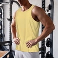 thumbnail image 5 of Gukieu Yellow Gingham Print Men's Quick Dry Fitness Vest, Round Neck Sleeveless Fitness Bodybuilding Top-XX-Large, 5 of 7
